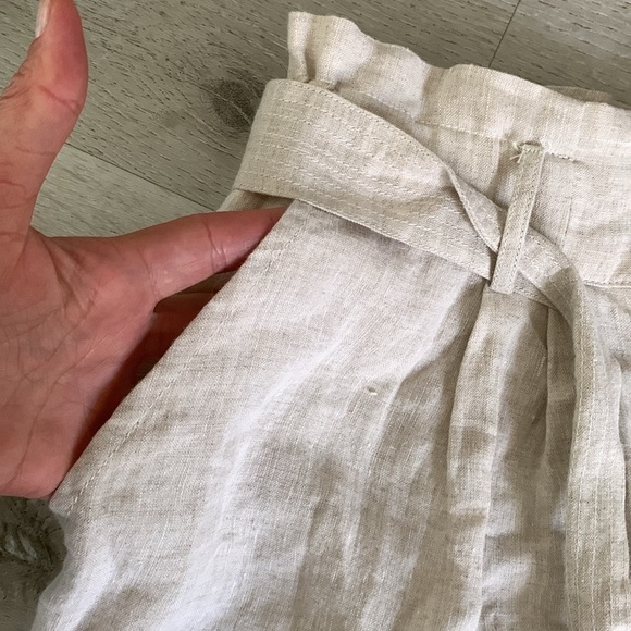 Scarlett poppies The Linen High-Waisted shorts natural beige paper-bag size L - Picture 9 of 11